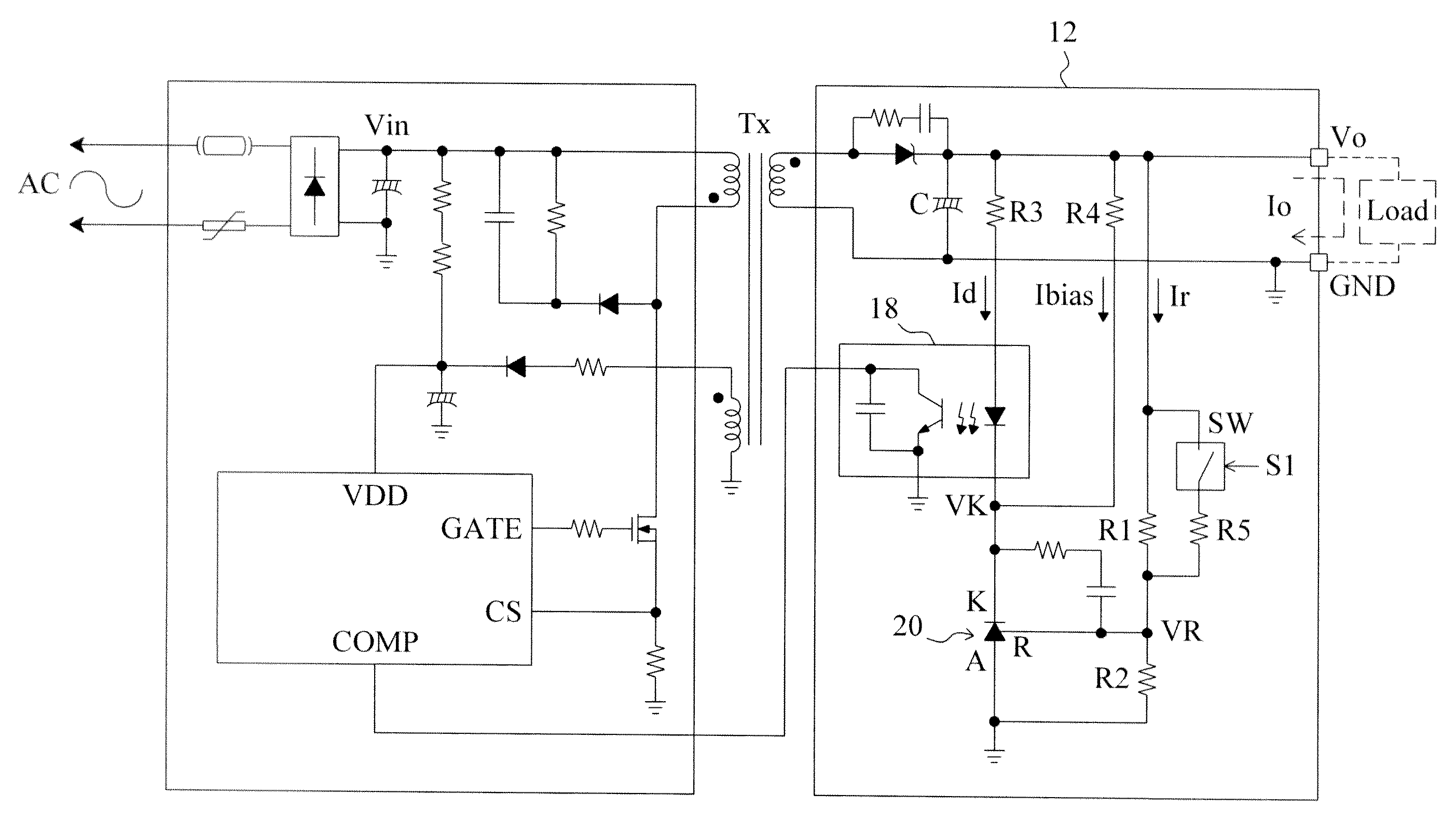 Apparatus and method for standby power reduction of a flyback power converter