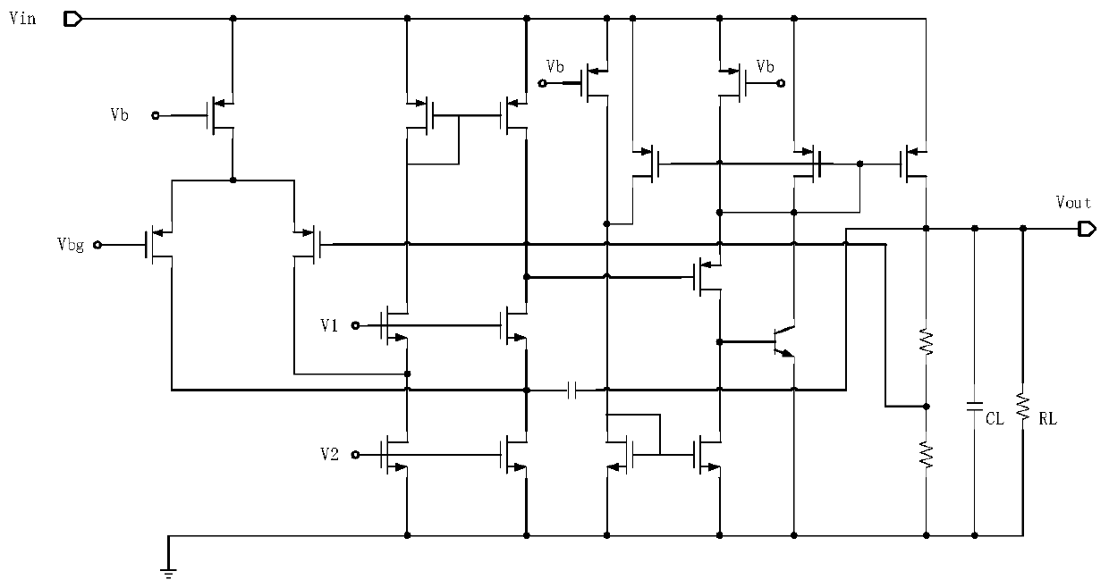 Wide-input low-dropout linear voltage stabilizing circuit