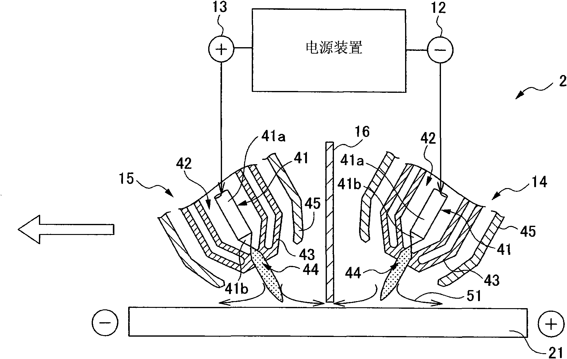 Two-electrode arc welding device and two-electrode arc welding method