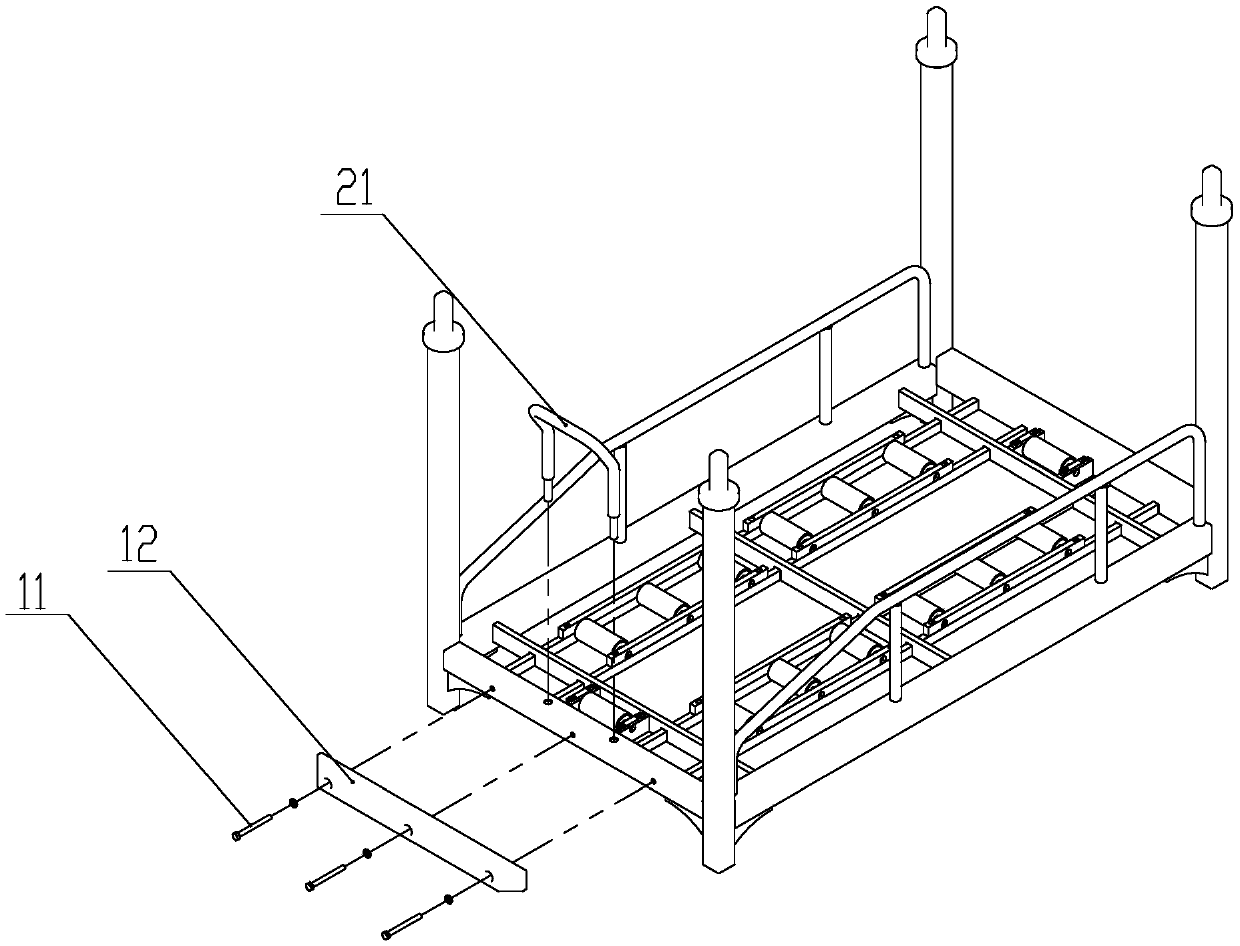Storage battery pull-out and transfer bracket assembly