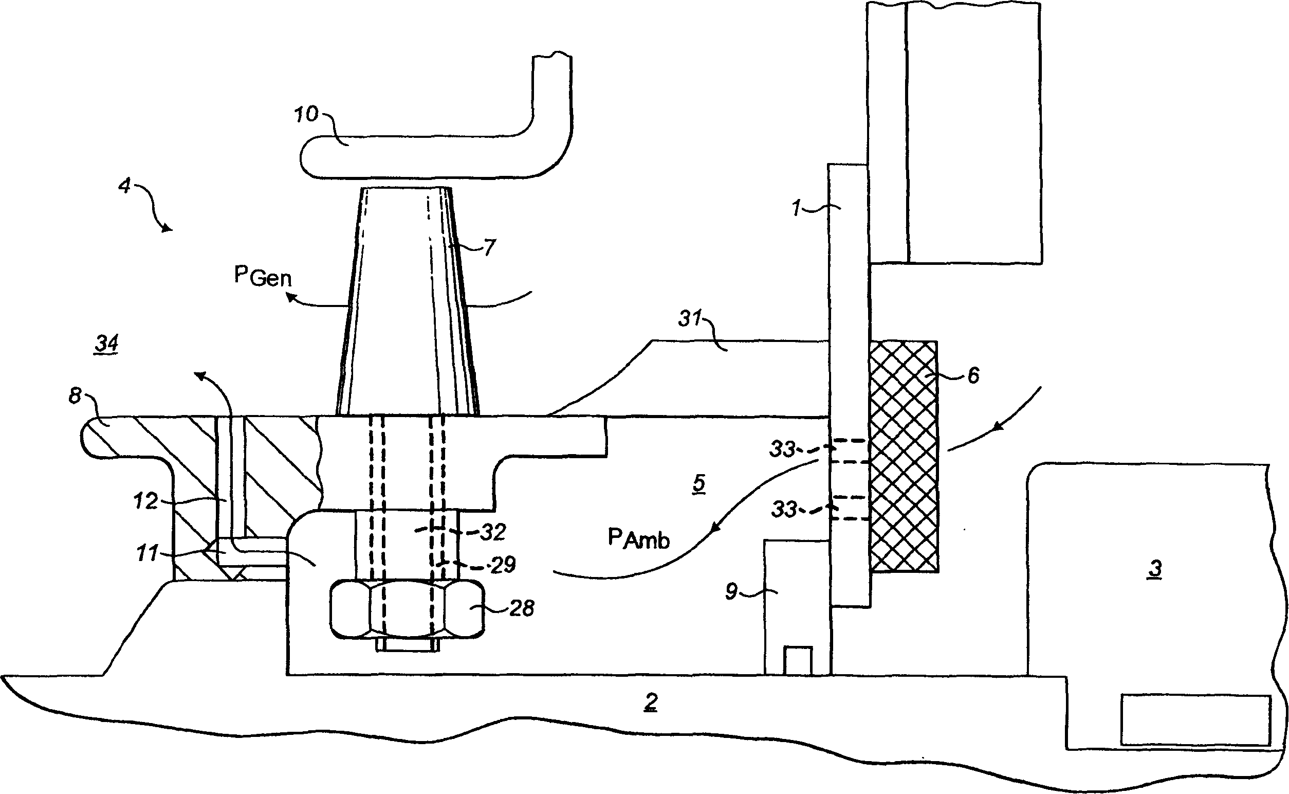 Gas cooling electric machine with pressure unit