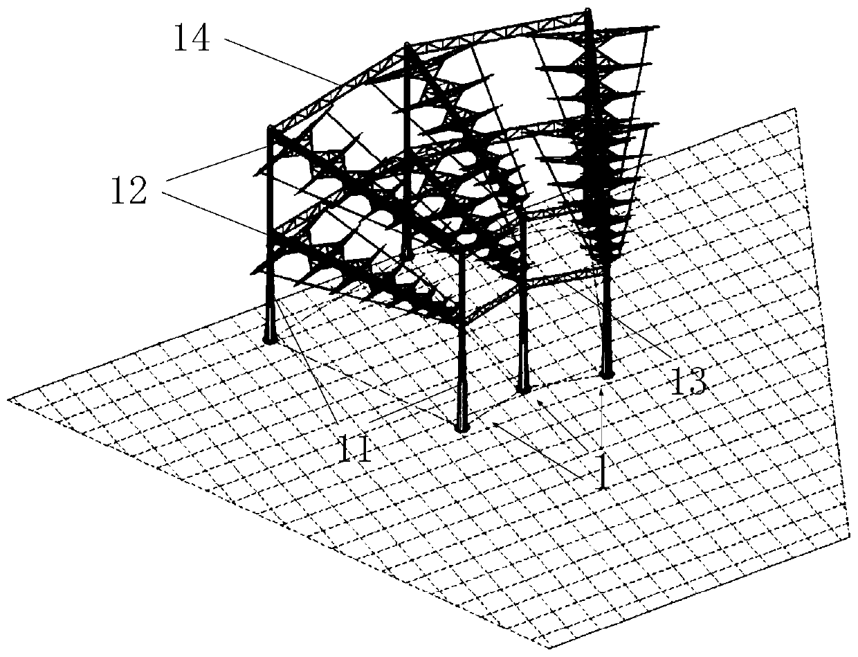 Short-wave double-layer log-periodic antenna fan-shaped array with rigid structure