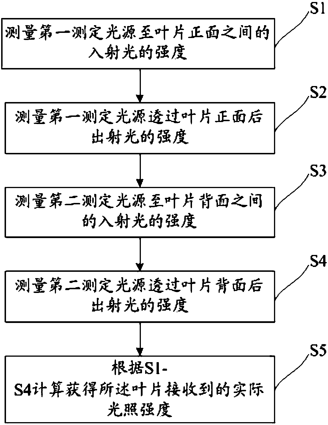 A method and device for accurately measuring the light intensity of double-sided light-receiving leaves