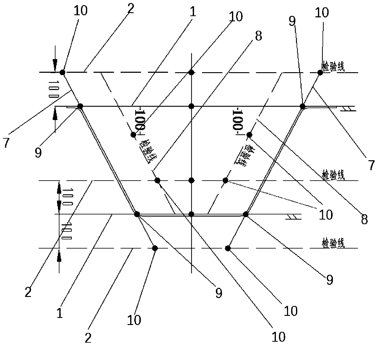 Butt joint assembling method for broadside subsection with bevel position and groove-shaped bulkhead subsection