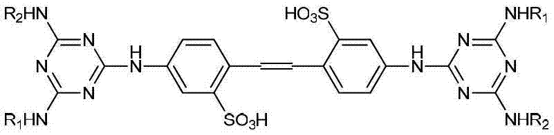 Method for synthesizing DSD (4, 4'-diaminostilbene-2, 2'-disulfonic) acid-triazine fluorescent brightening agents