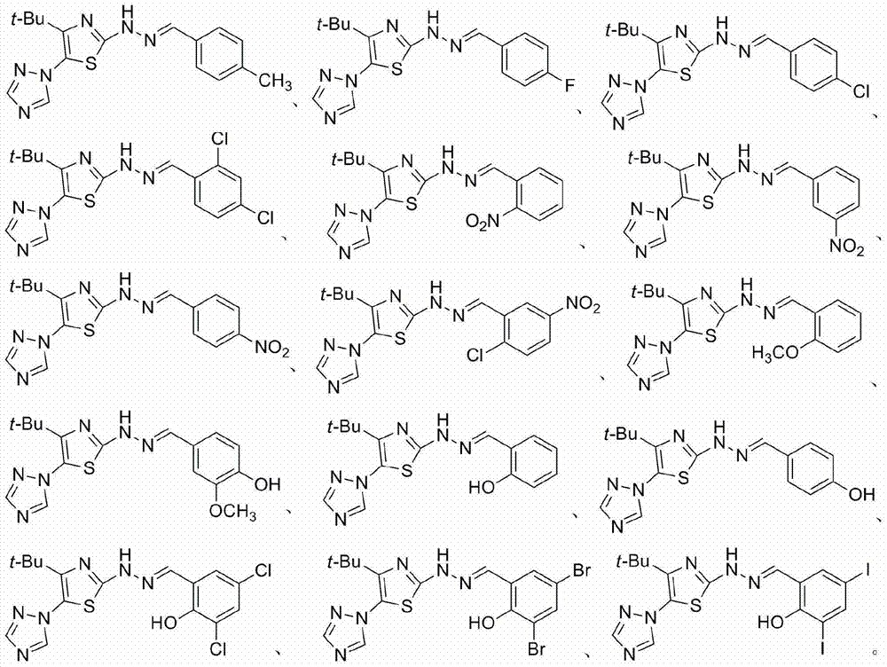 2-(2-benzylidene hydrazino)-5-(1,2,4-triazole-1-yl)thiazole, and preparation and applications thereof