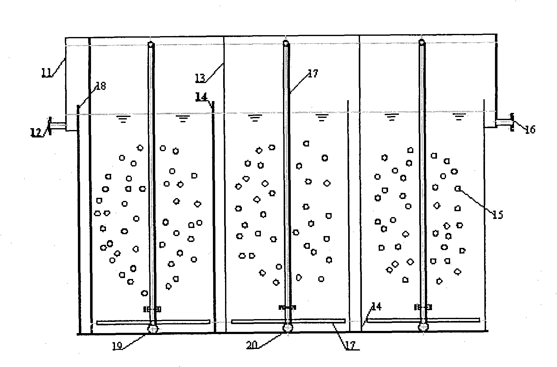 Method for treating domestic sewage by applying light ceramic suspended filler moving bed