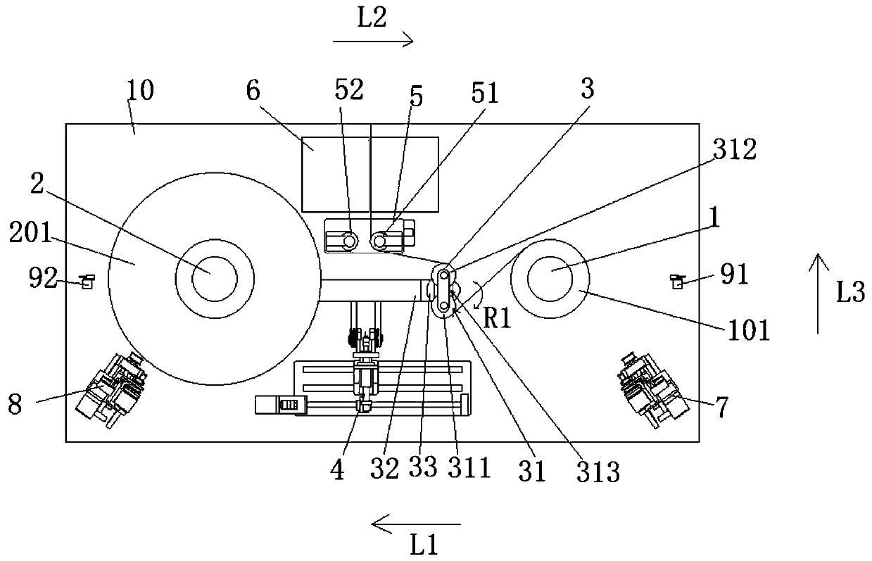 Automatic roll changing mechanism and automatic roll changing device