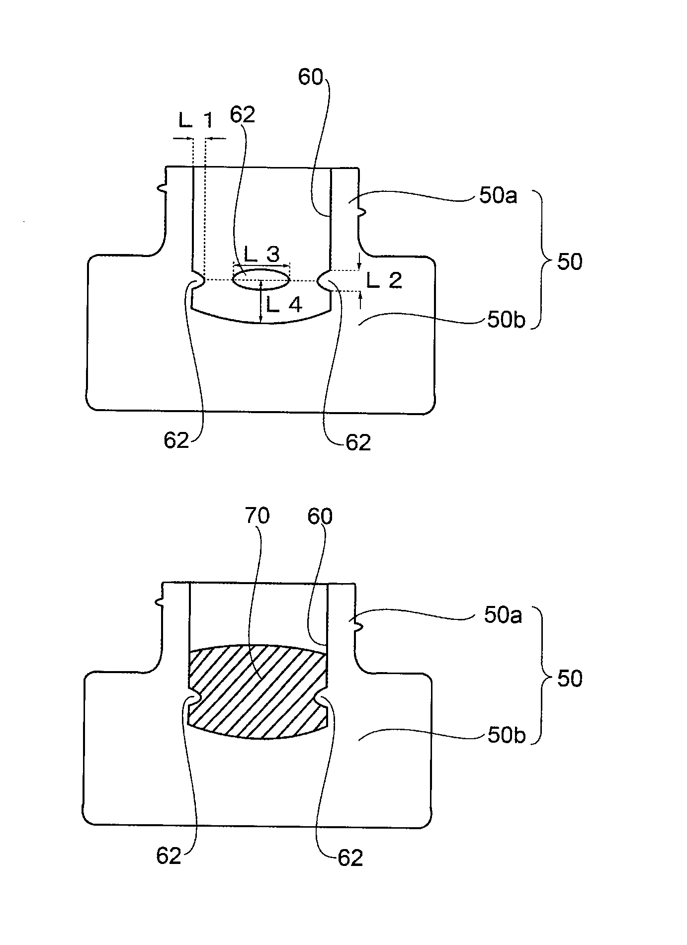 One-press manufacturing method for glass container and glass container