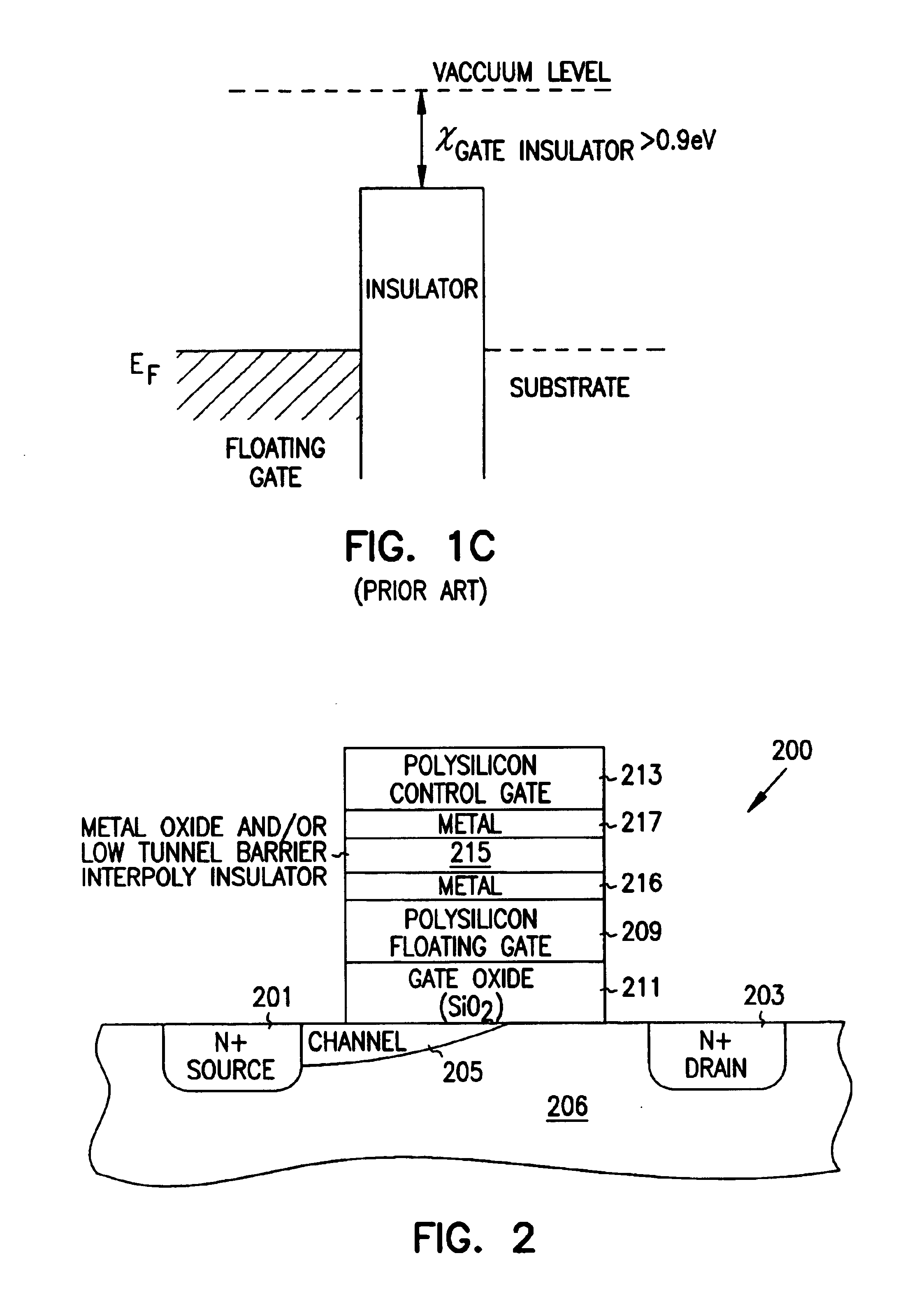 Service programmable logic arrays with low tunnel barrier interpoly insulators
