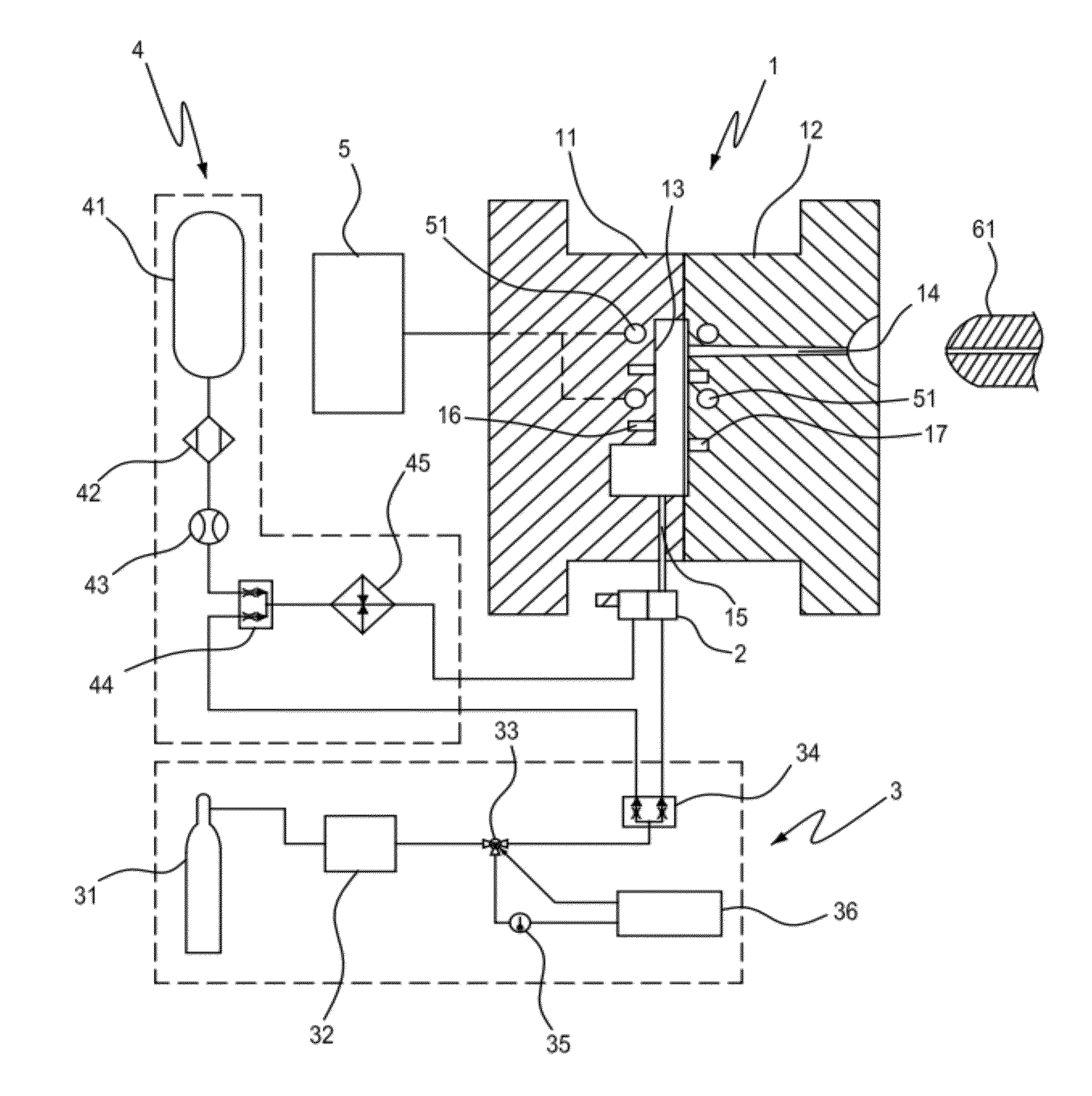 Apparatus for controlling counterpressure and temperature in mold cavity