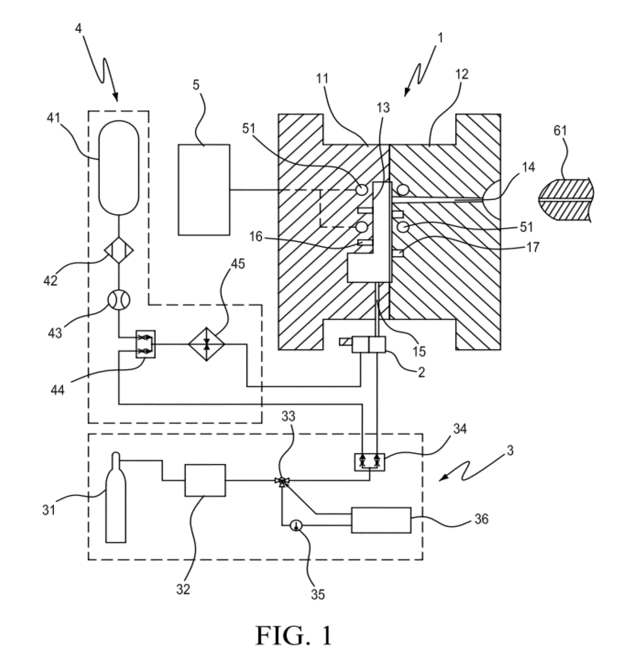 Apparatus for controlling counterpressure and temperature in mold cavity