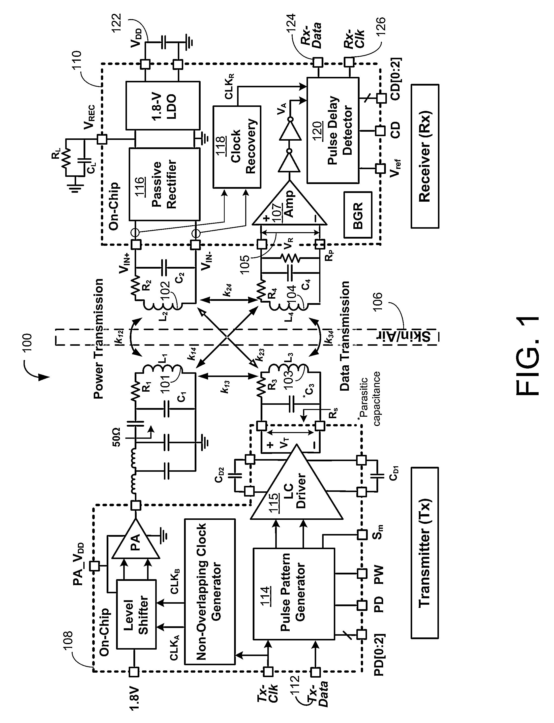 Wideband data and power transmission using pulse delay modulation