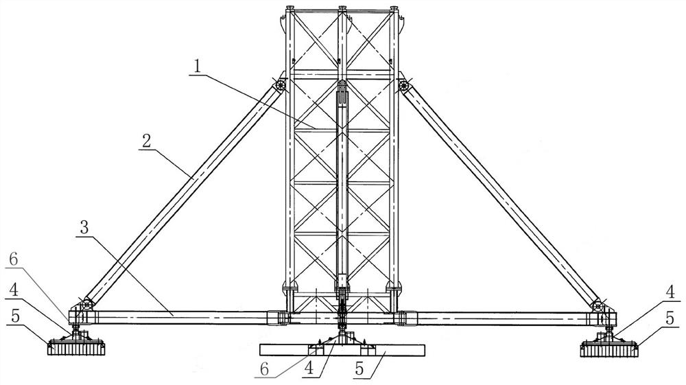 Wind power hoisting tower crane truss type underframe suitable for all-terrain weak ground pressure and tilt resistance