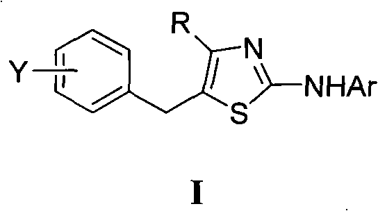 5-benzyl-4-alkyl-2-aminothiazole as well as preparation and application of 5-benzyl-4-alkyl-2-aminothiazole