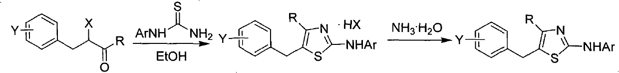 5-benzyl-4-alkyl-2-aminothiazole as well as preparation and application of 5-benzyl-4-alkyl-2-aminothiazole