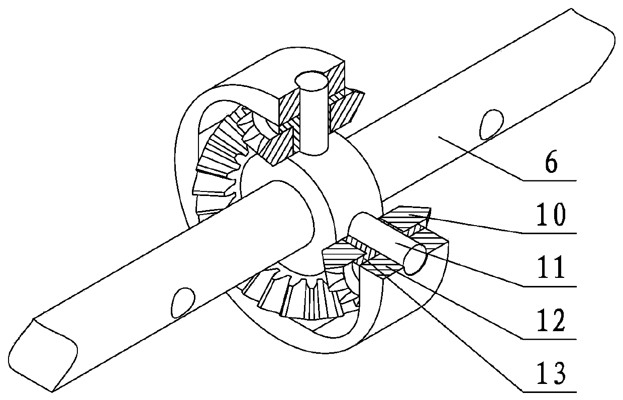 Double-bevel gear differential speed reducing mechanism