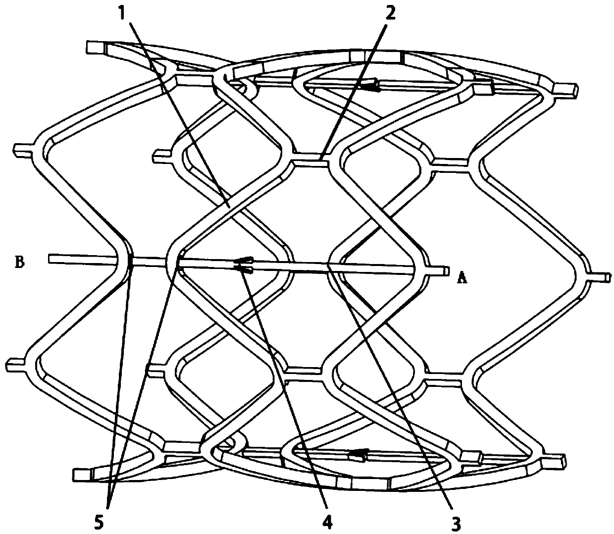 Degradable stent structure with low axial elongation rate