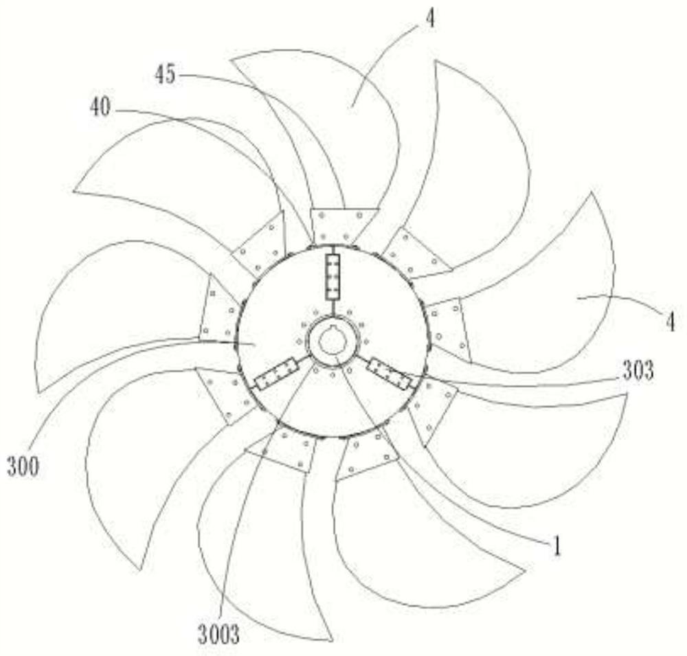 Modular split assembled axial flow fan impeller and assembling method thereof