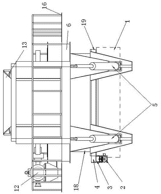 Discharging belt system with rotating and pitching movements