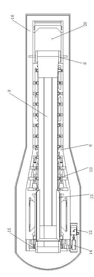 Discharging belt system with rotating and pitching movements