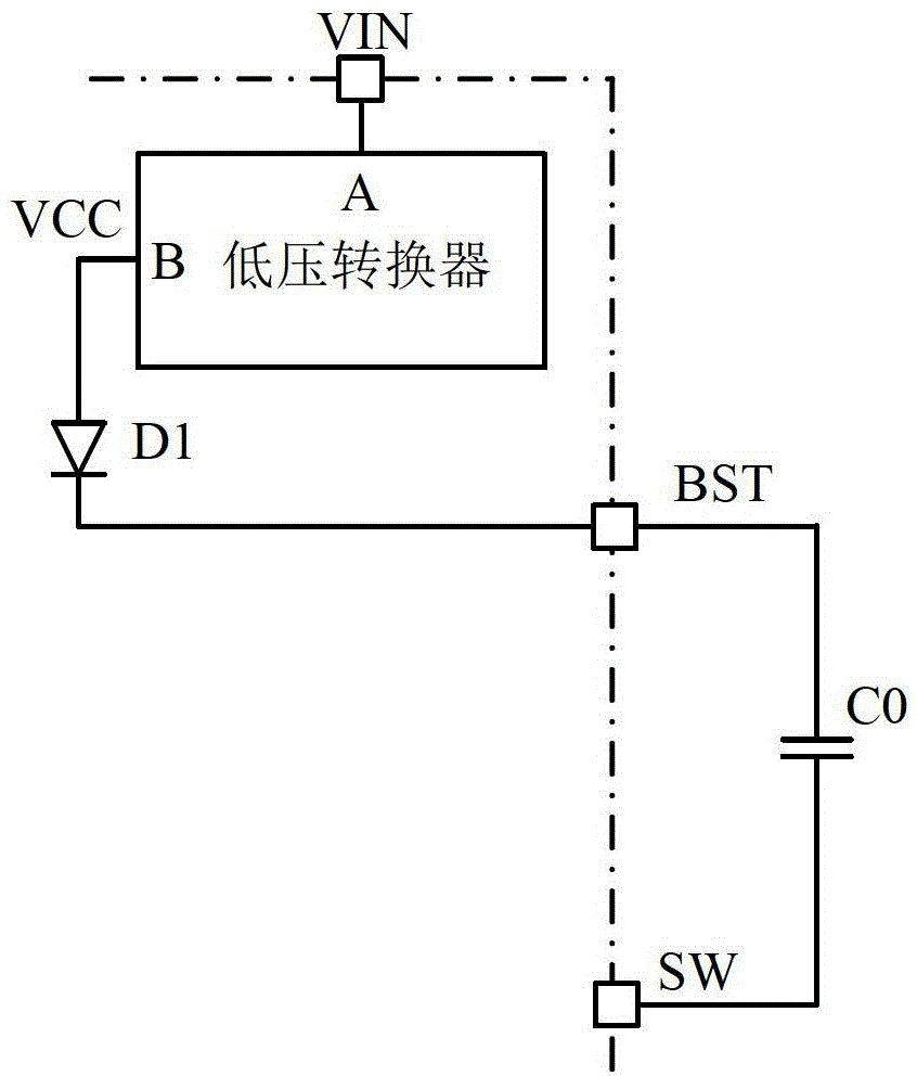 Bootstrap type charging circuit applied to high-voltage DC-DC (Direct Current-Direct Current) convertor