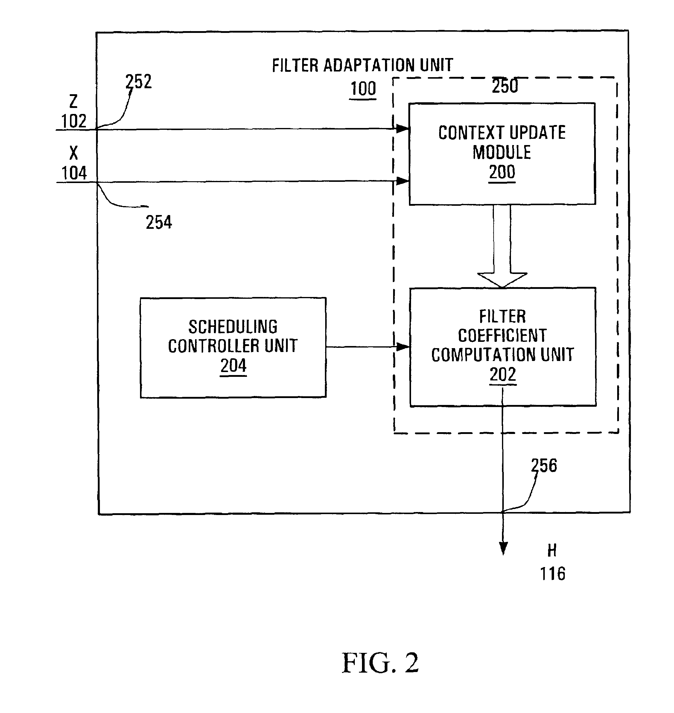 Method and apparatus for generating a set of filter coefficients for a time updated adaptive filter