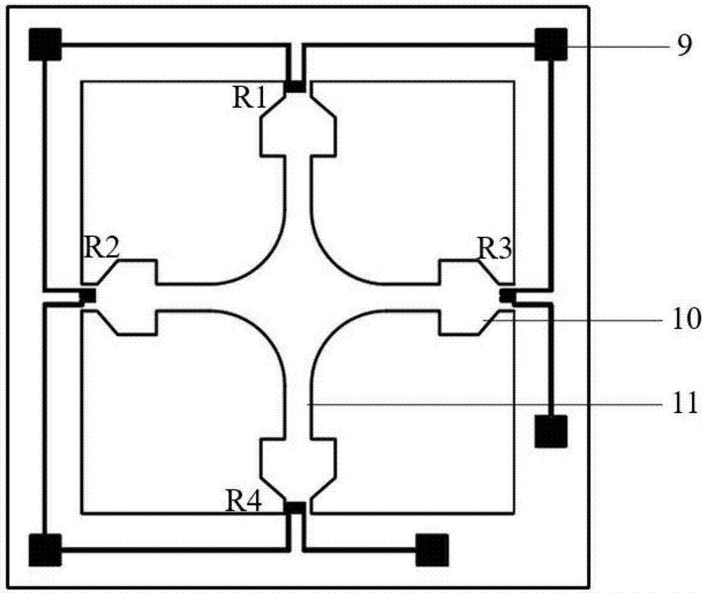 Micro electronmechanical system pressure sensor chip of beam film mechanism and preparation method thereof