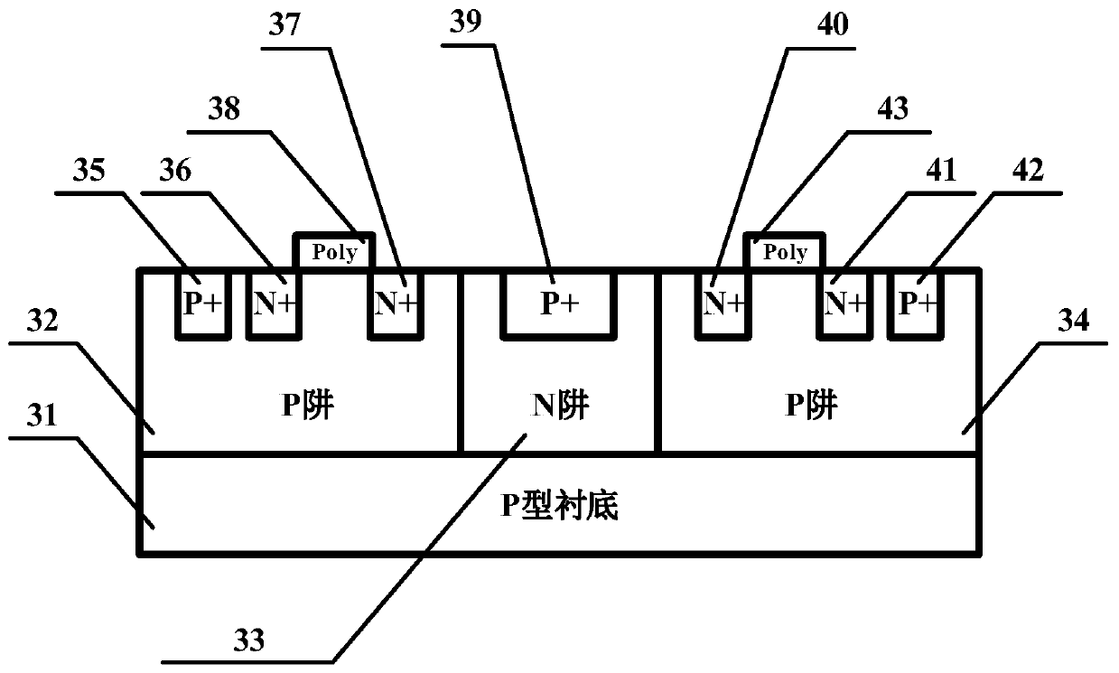 A thyristor circuit for electrostatic discharge protection of radio frequency port