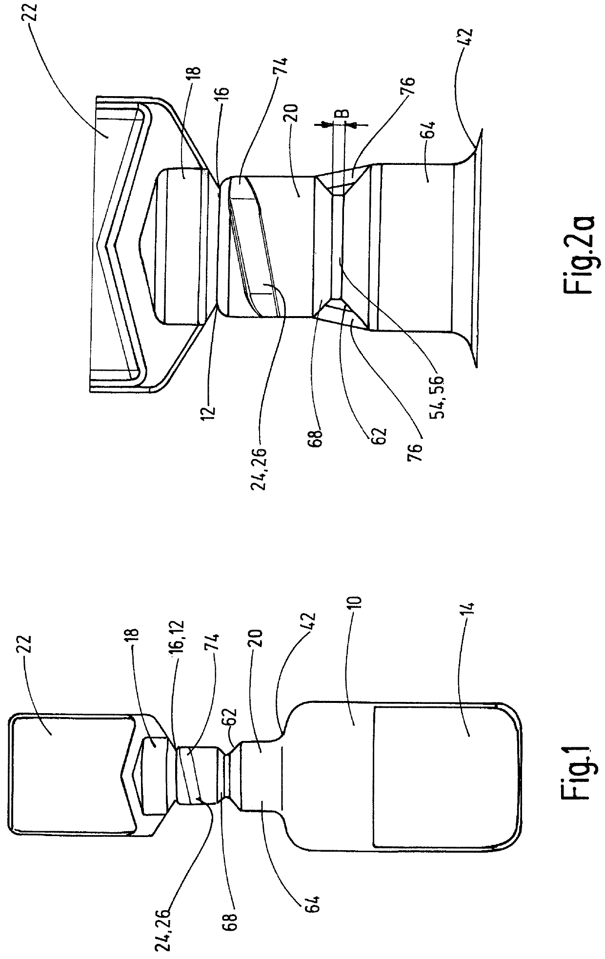 Container, connection and production device