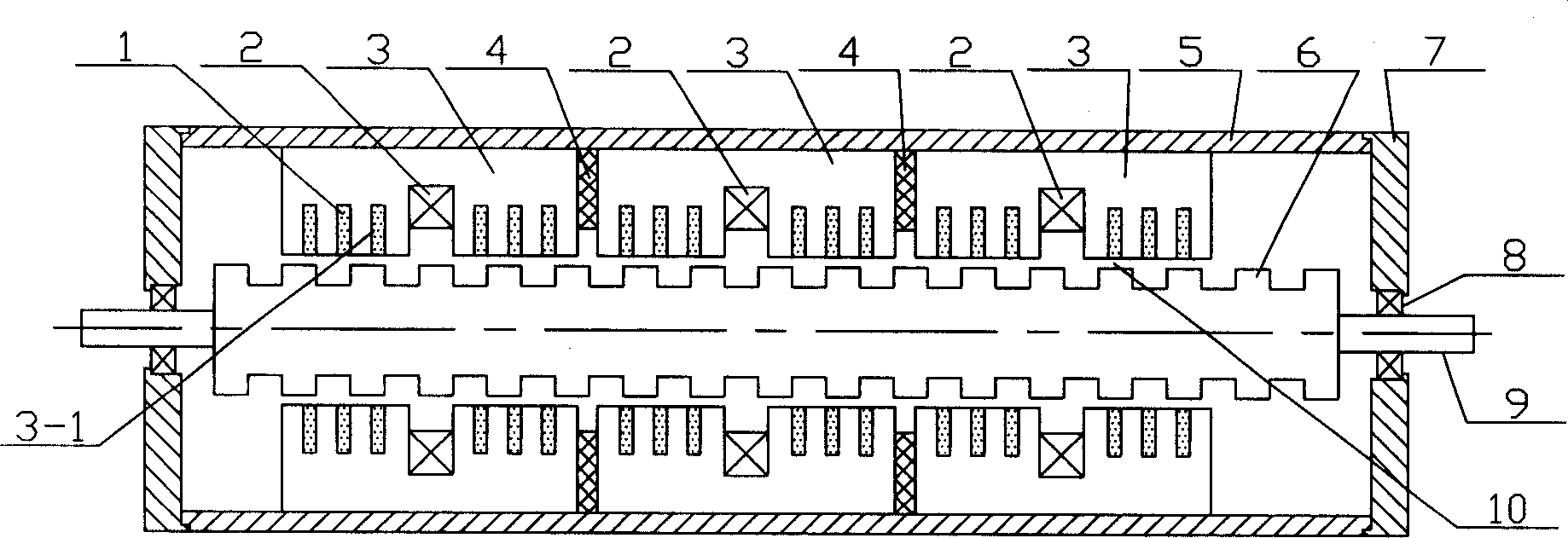 Columnar linear motor in permanent magnet reluctance type