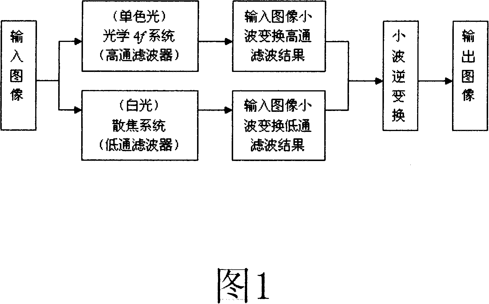 Mixed optical wavelet conversion method based on white light and monochromatic light