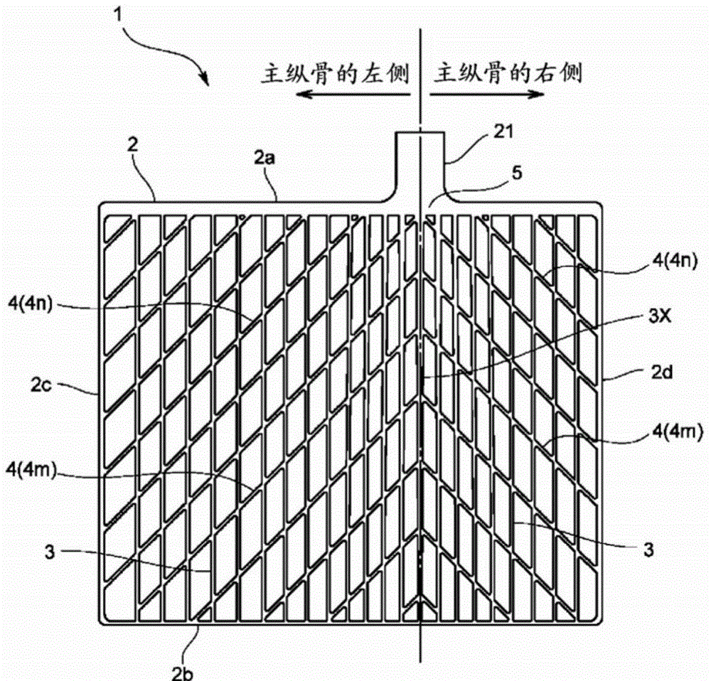 Storage battery grid, method of manufacturing storage battery grid, and storage battery using storage battery grid