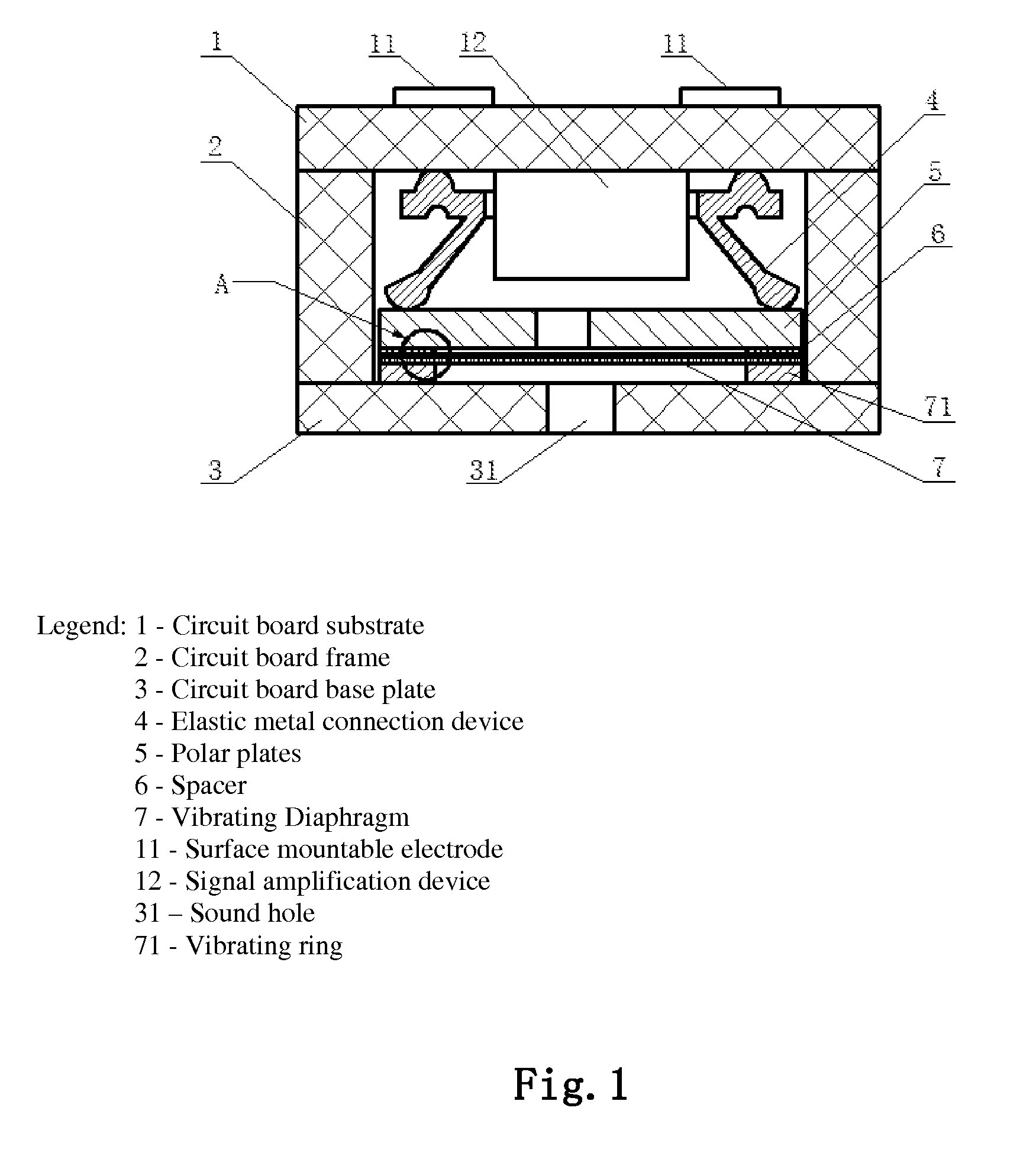 Spacer for a capacitive microphone and capacitive microphone with the same