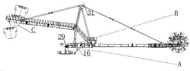 An intelligent pitching hydraulic system and control method of an intelligent stacker-reclaimer