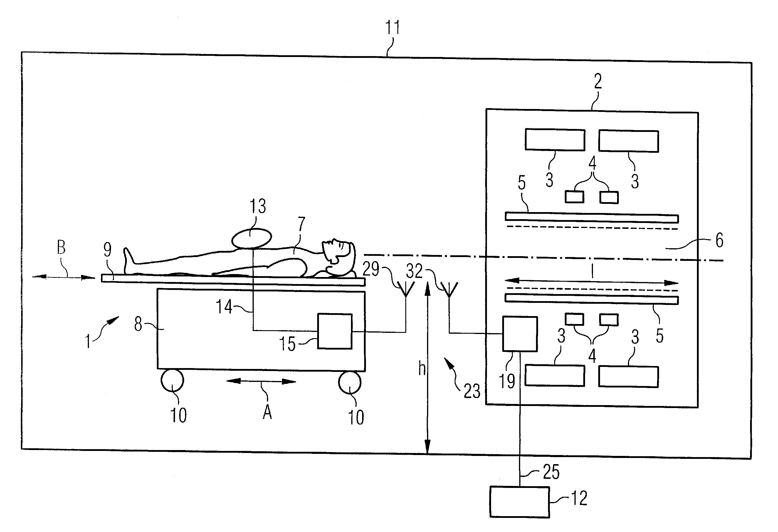 Magnetic resonance system with transmission of a digitized magnetic resonance signal across an air gap