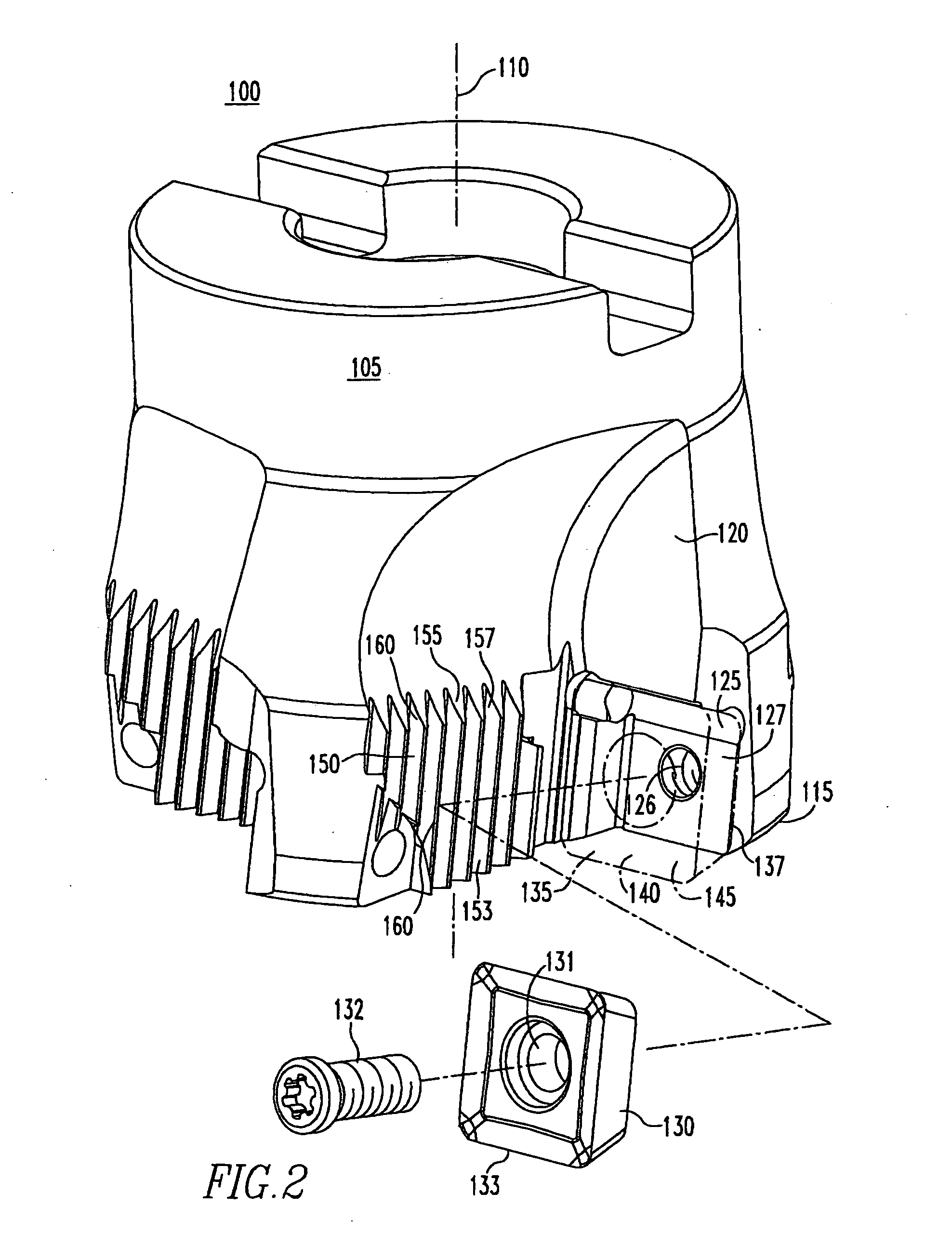 Toolholder with chip ejection segment thereupon