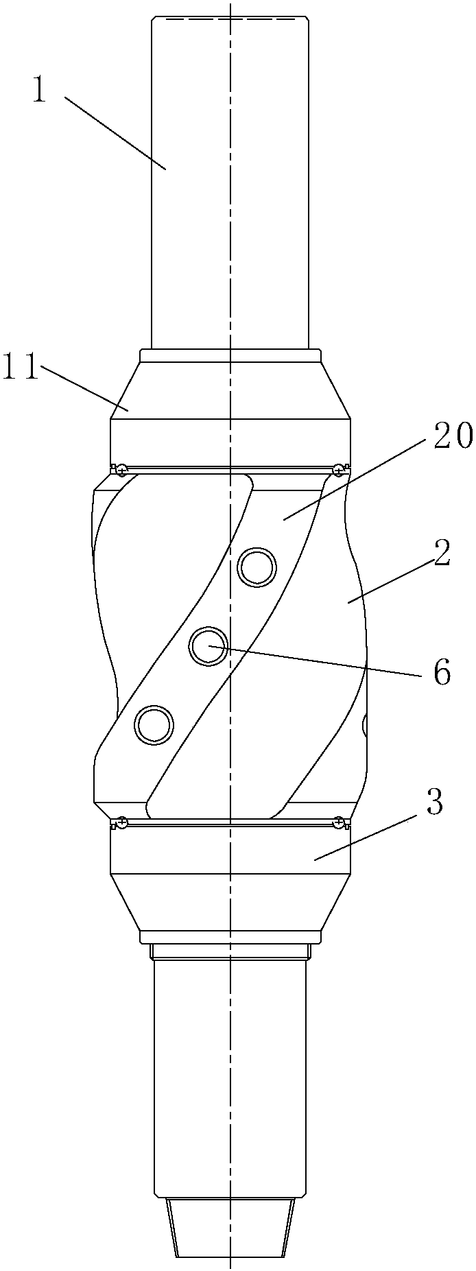 A stabilizer for reducing torsion and drag