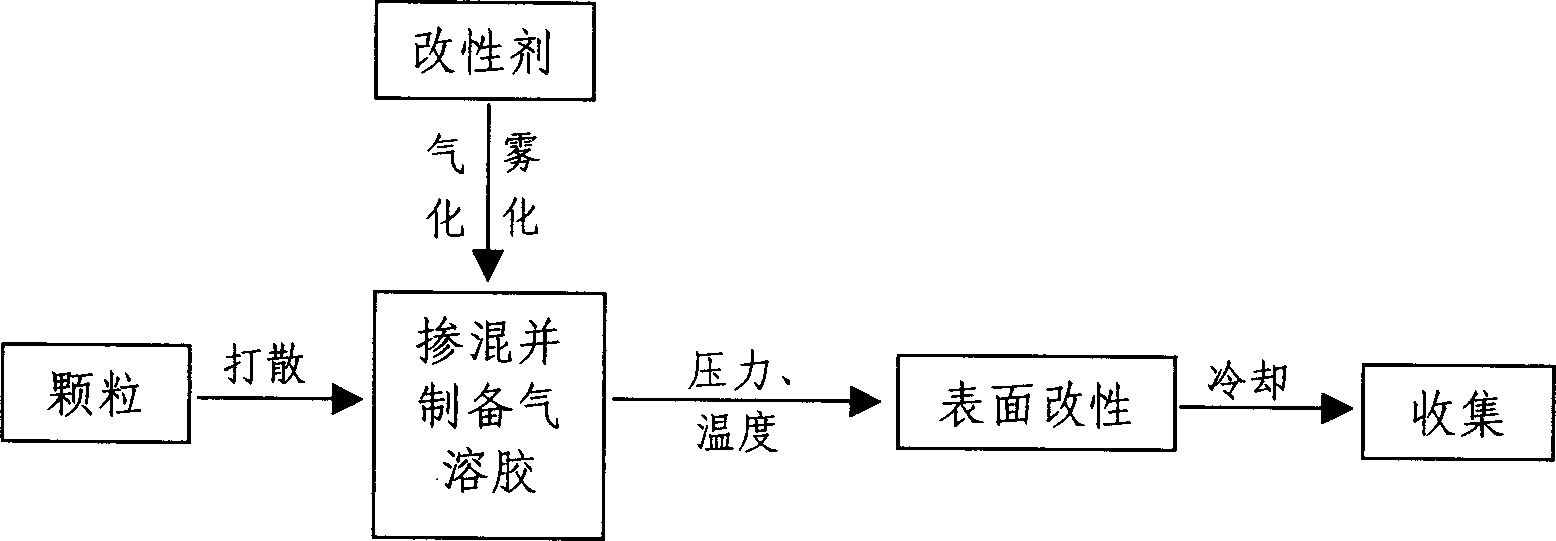 Process and apparatus for dispersing and surface modifying nano and micrometer particles by aerosol process