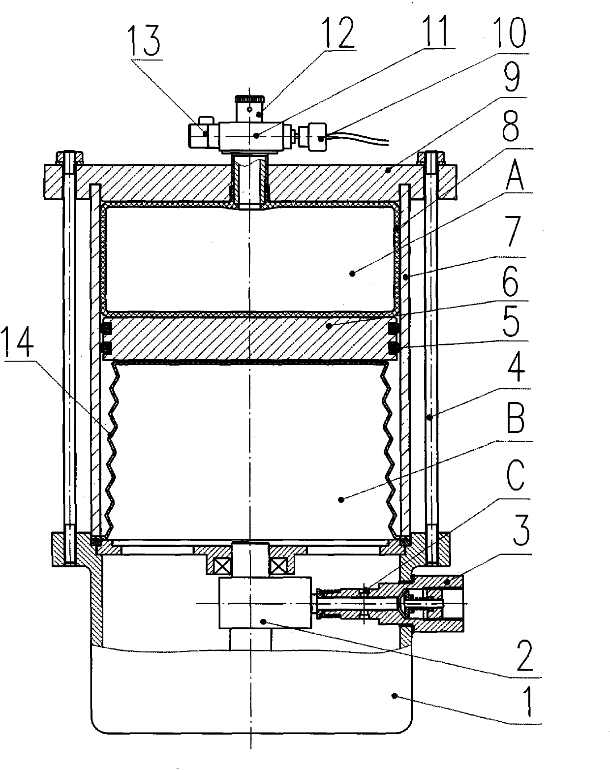 Lubricating device with pneumatic tire pressure oil tank and oil tank lining