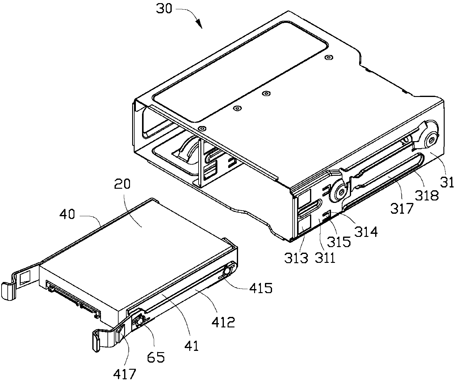 Fixing frame of data storage and fixing device