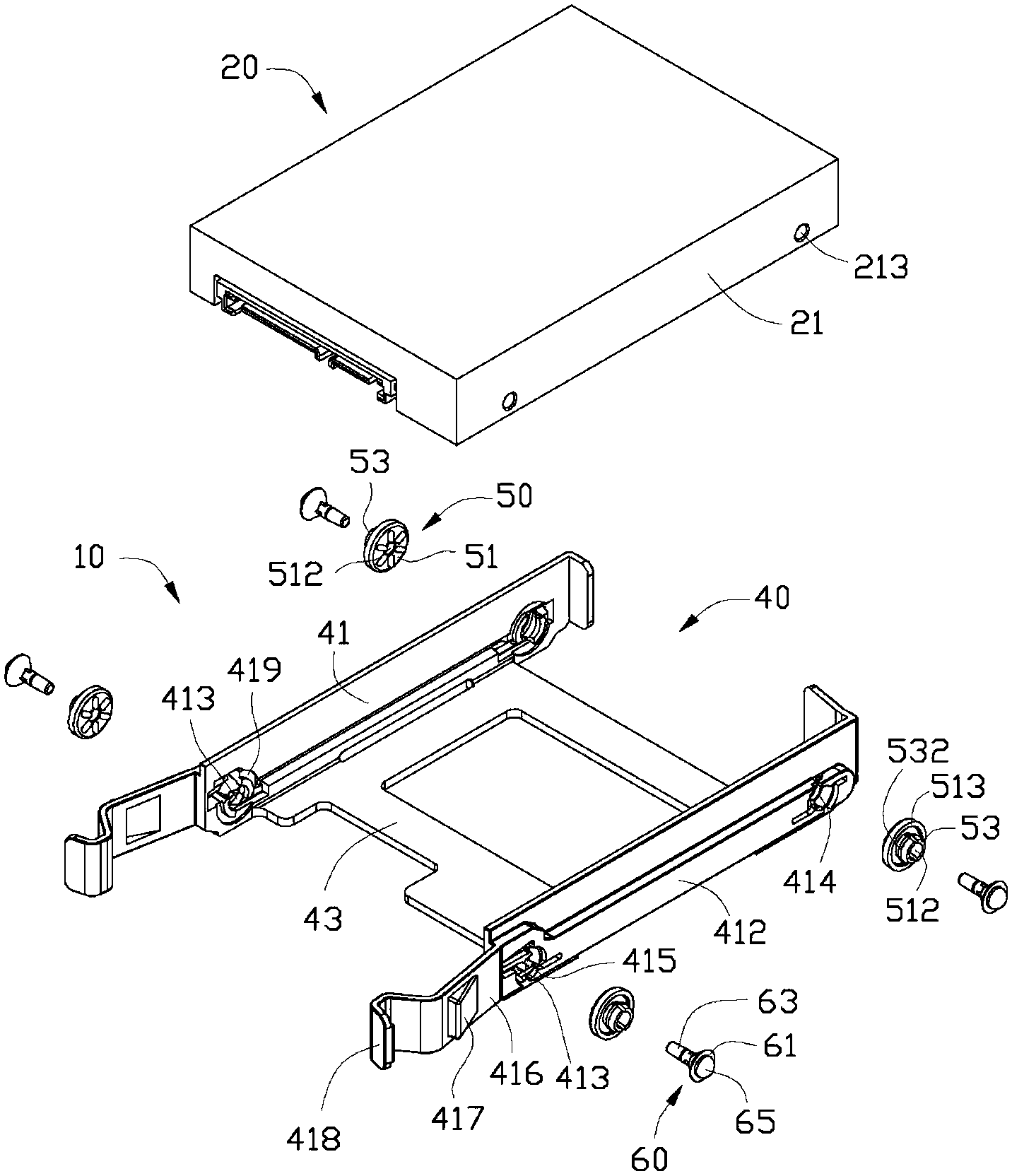 Fixing frame of data storage and fixing device