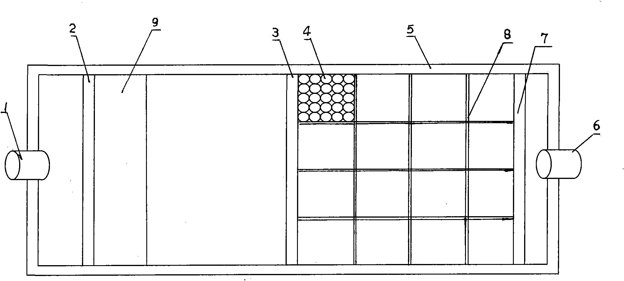 Precipitation method of horizontal flow tank