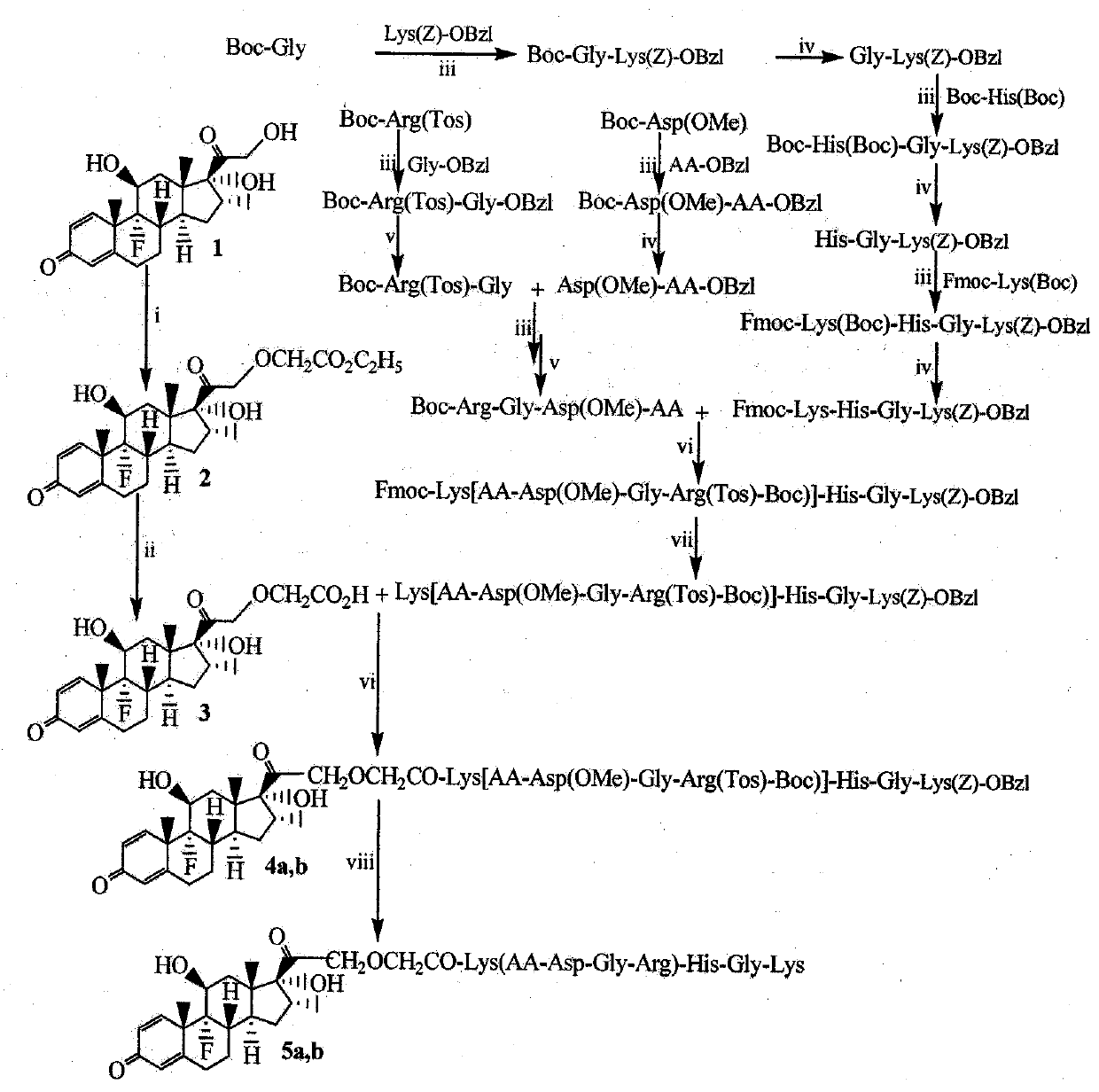 Octapeptide modified dexamethasone, its preparation, nanostructure and application