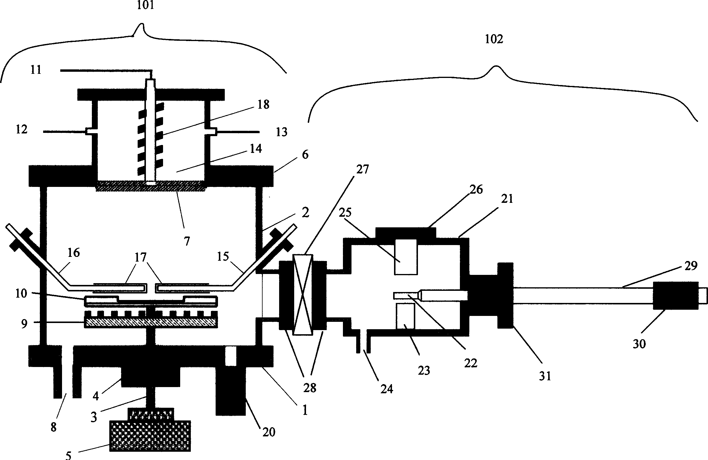 Low-pressure metal organic chemical vapour phase depositing apparatus for zinc oxide and process thereof