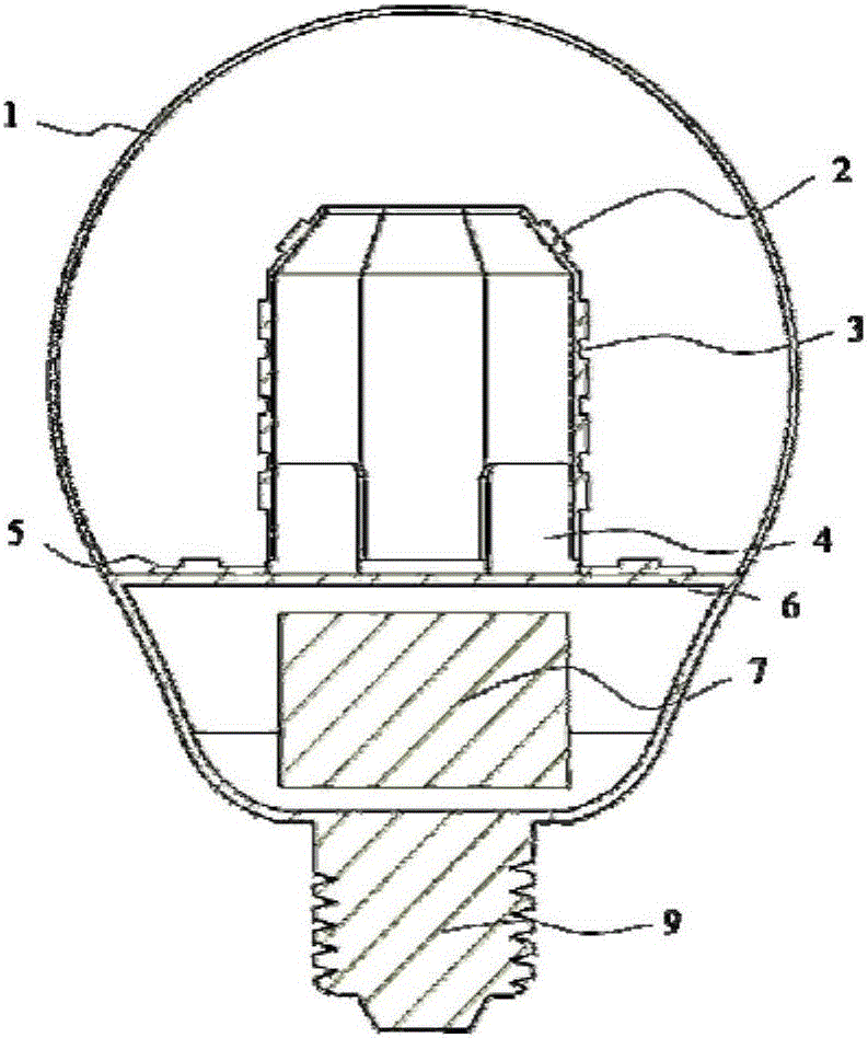 LED bulb lamp for conducting cooling through surfaces of lampshade and lamp body in combined manner