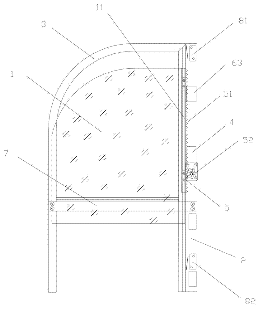 Laterally-driven electric lifting window for transportation mean