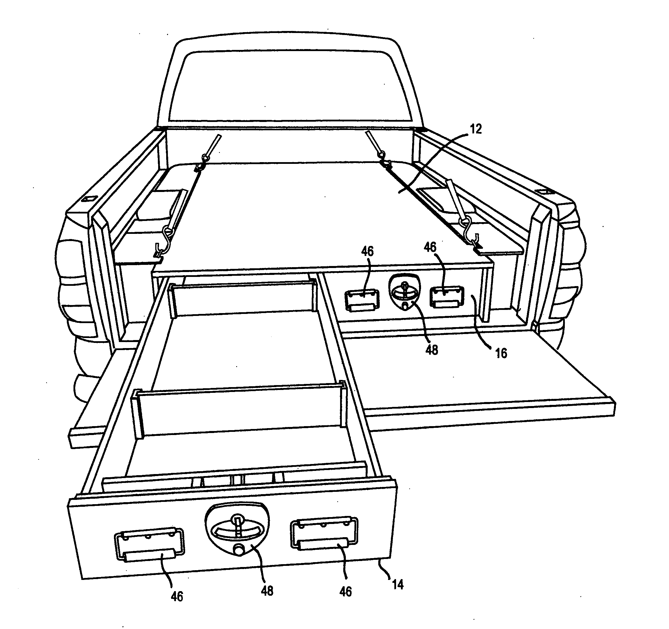Water-resistant storage system for pickup trucks and utility vehicles
