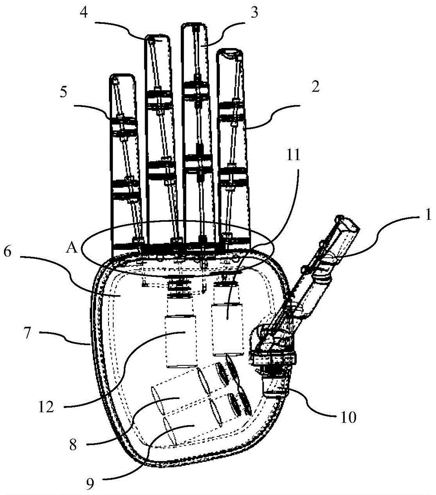 Bionic hand with five fingers based on nickel-titanium memory alloy