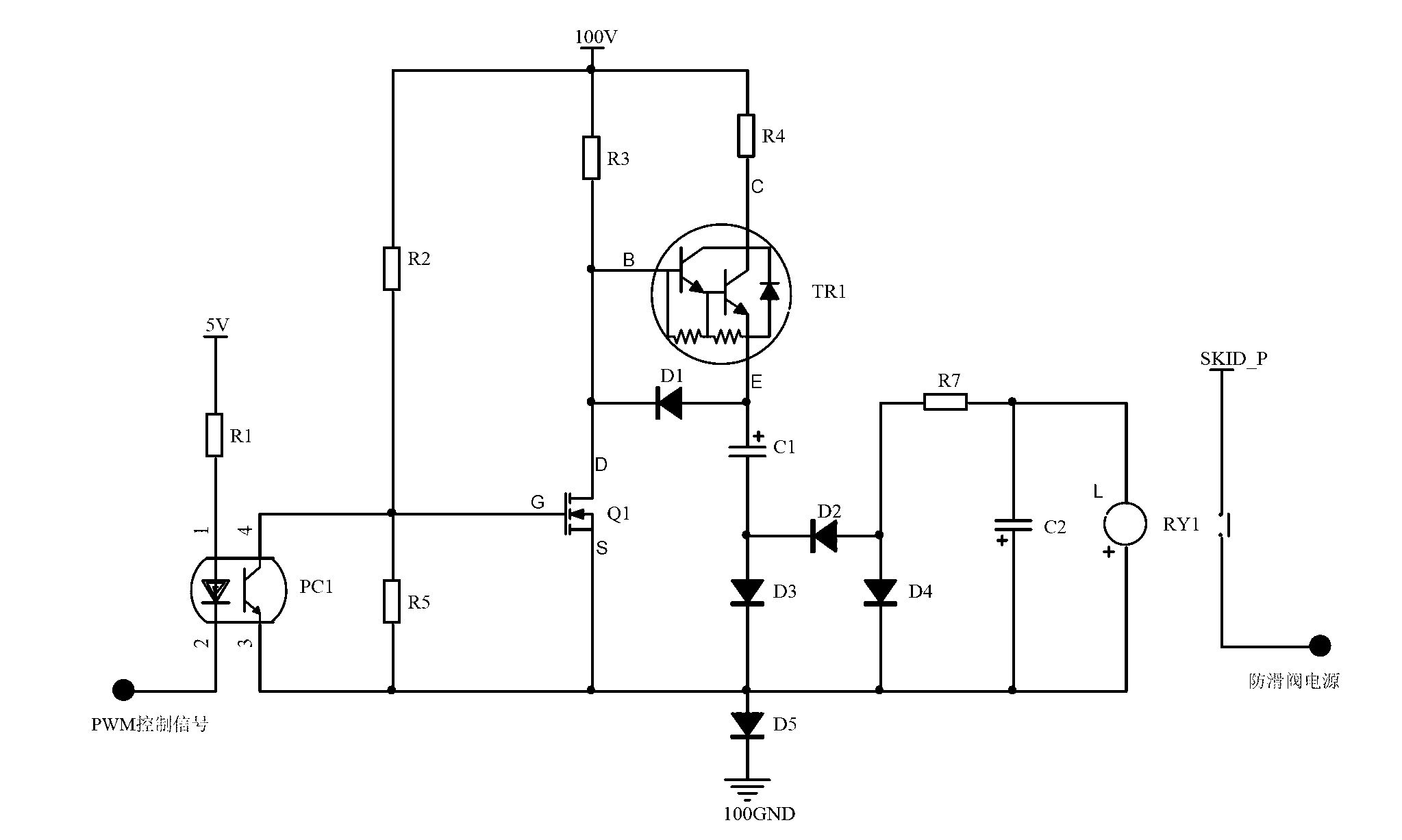 Anti-slide valve power supply control circuit of high speed train